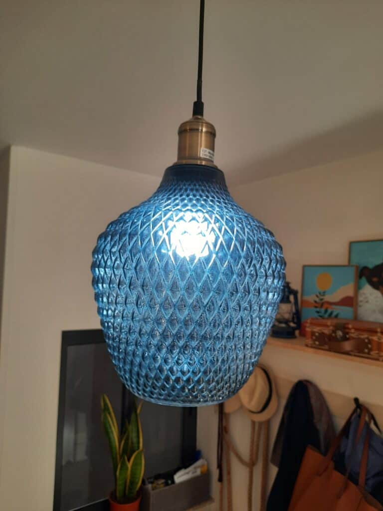 DIY Pendant lamp painting glass blue