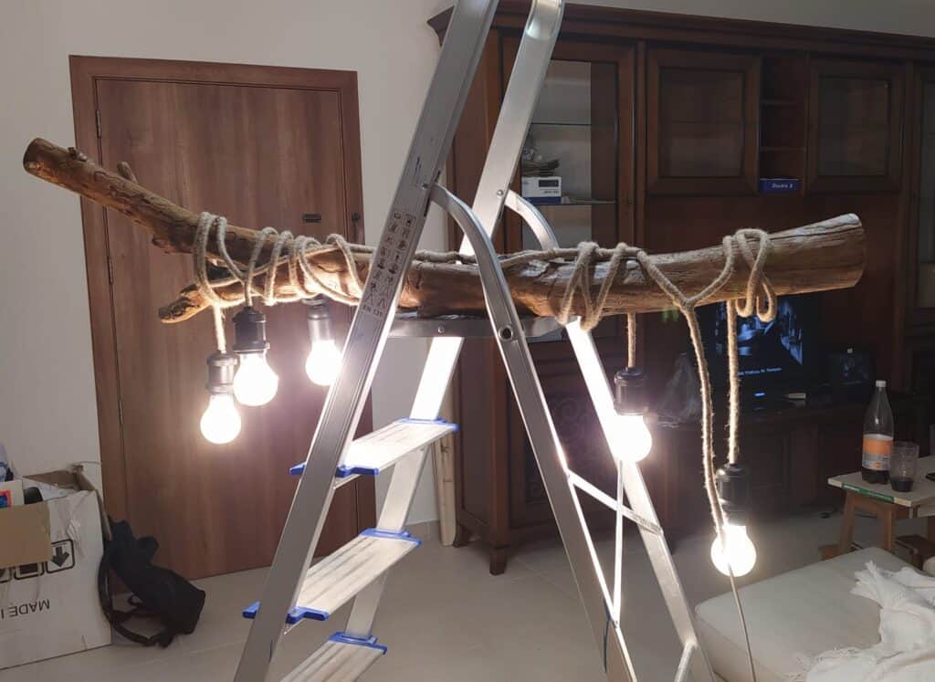 DIY branch chandelier