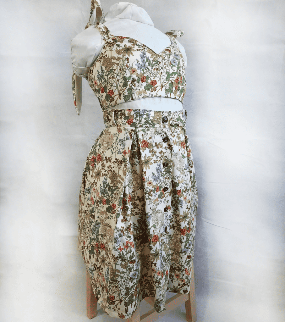 sewing vintage inspired set bralette and skirt