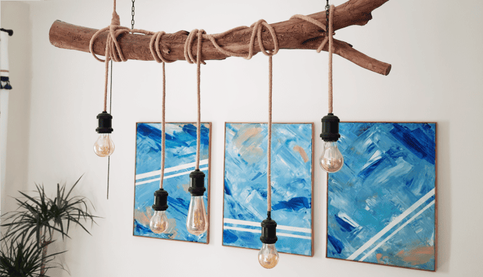 DIY branch chandelier with edison bulbs